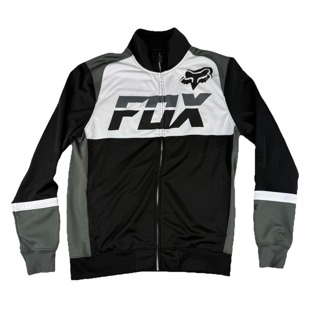 Fox Racing Jacket Mens Large Black White Active Training Full‎ Zip Style 14544